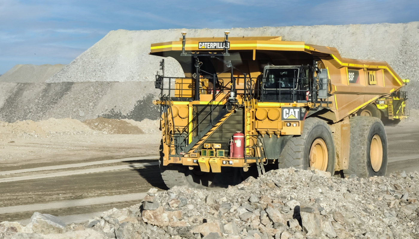 A large construction truck on site