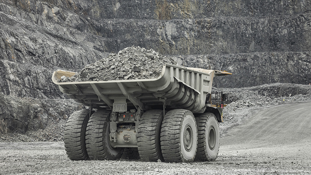 Large truck transporting gravel