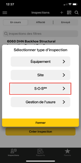 Pré-enregistrement à l'aide de SOS Inspection via Cat Inspect 4.0