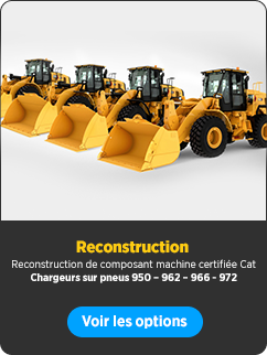 Reconstruction de composant machine certifiée Cat Chargeurs sur pneus